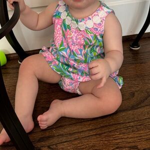Lilly Pulitzer Baby Romper - Pink and Green